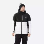 WEDZE Men's Insulated Ski Jacket (Black/White)