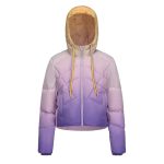 Women Colourblock Puffer Jacket - Lilac Gradient